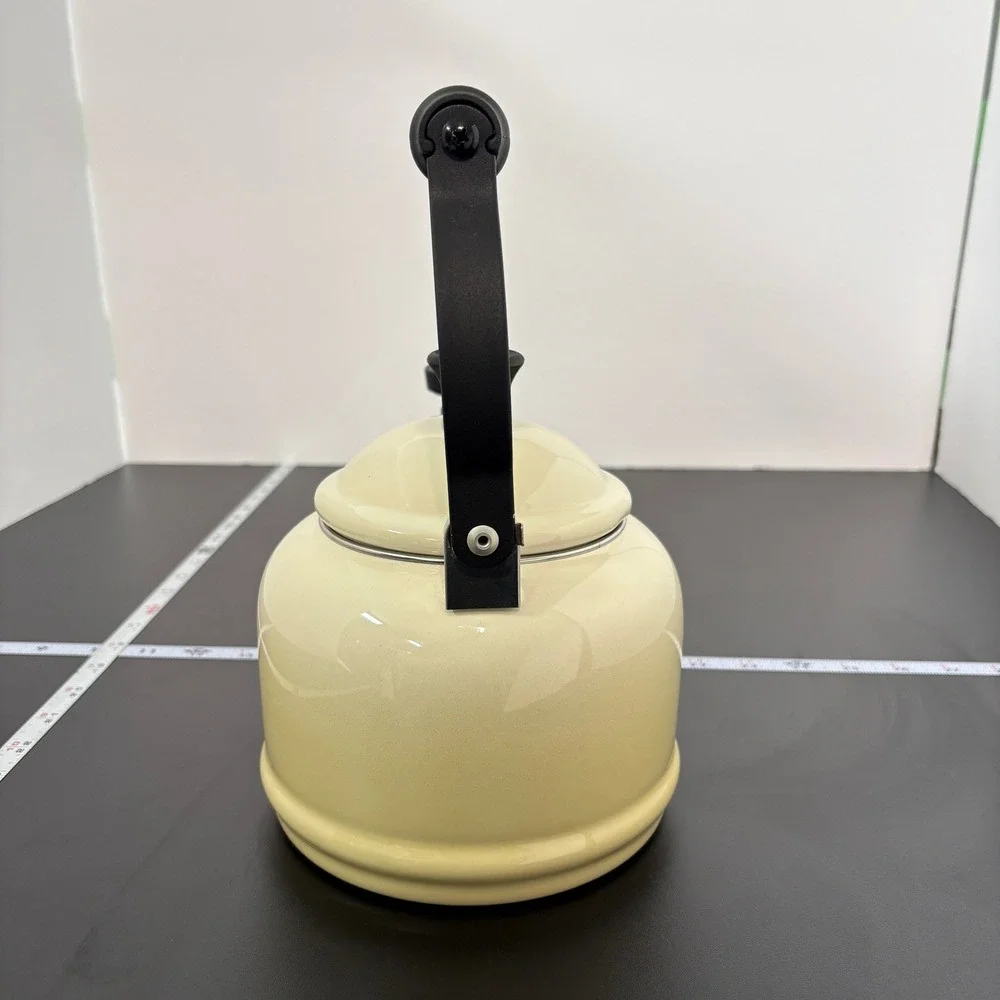 Le Creuset Demi Teakettle 1.25 Qt Cream Enamel Steel Whistling Stovetop Kettle